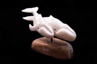 WHALE FAMILY IVORY CARVING